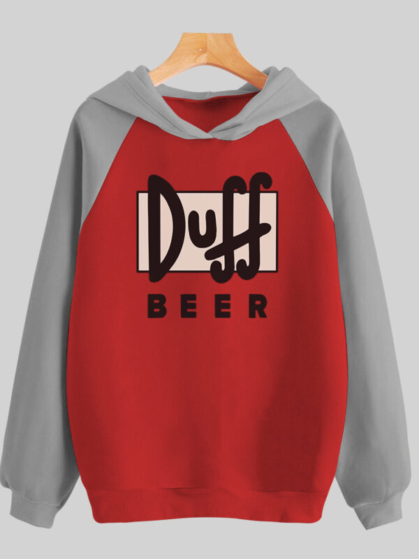 DUFF | Hoddie rojo manga gris | Los Simpsons