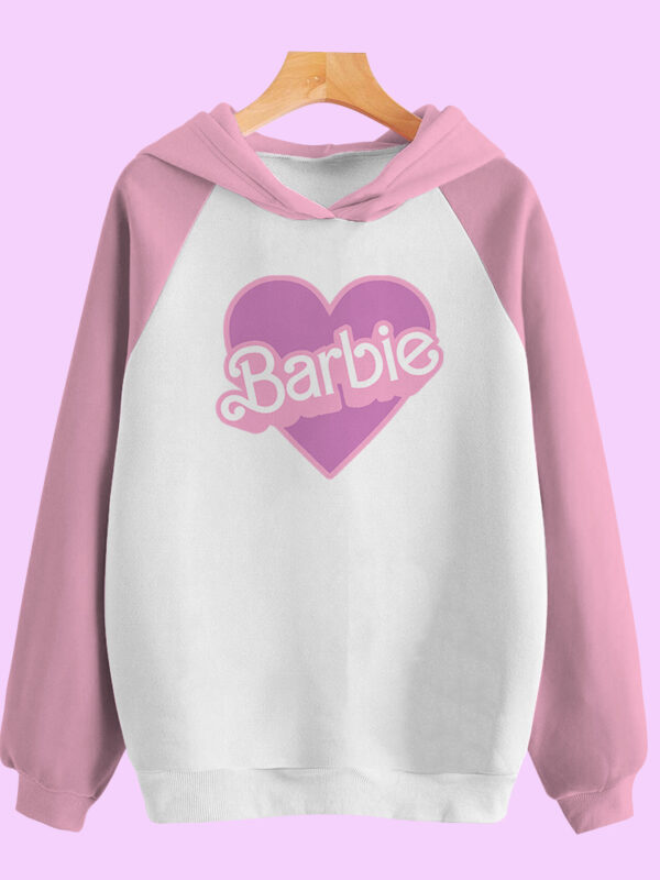Barbie | Hoddie marfil manga rosa