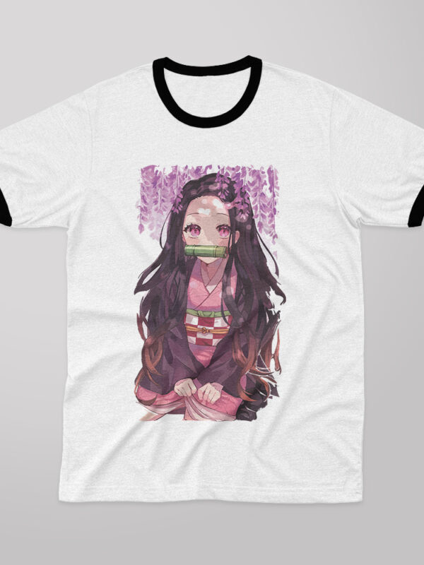 Nezuko kawaii | Camiseta borde negro | Kimetsu no Yaiba