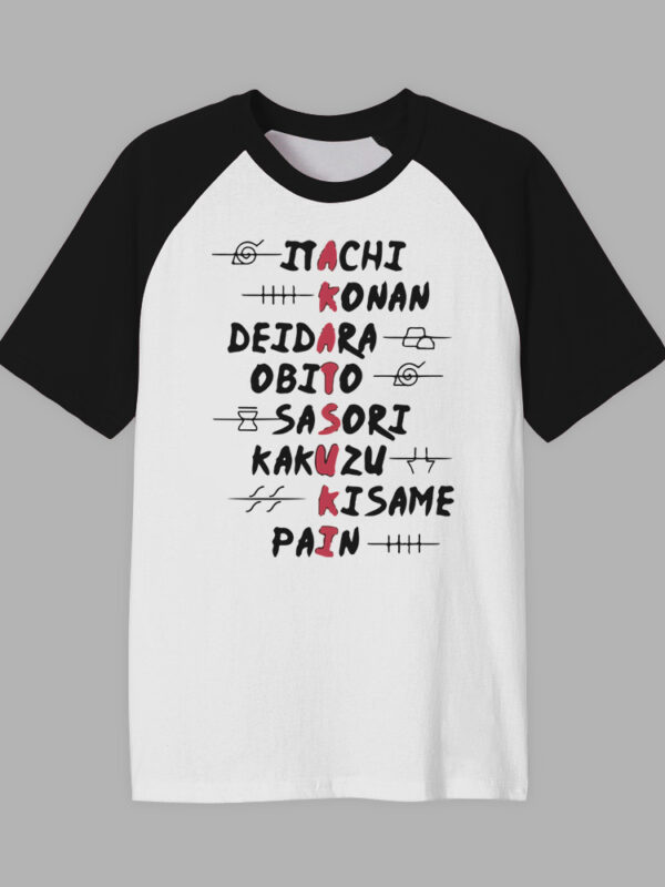 Akatsuki names | Camiseta manga negra | Naruto