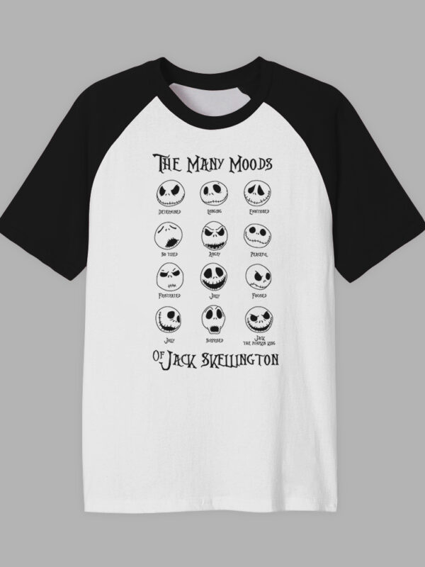 Many Moods of Jack | Camiseta manga negra | Jack Skellington