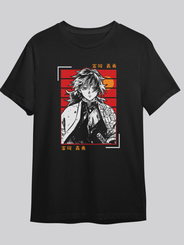 Tomioka vintage | Camiseta negra | Kimetsu no Yaiba