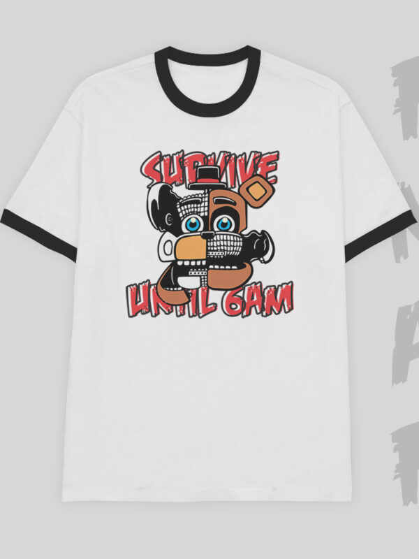 Survive until 6 am | Camiseta bordes negros | Five Nights at Freddy's