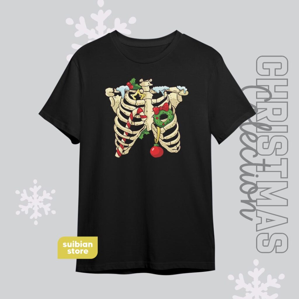 Christmas bones | Camiseta negra | Navidad