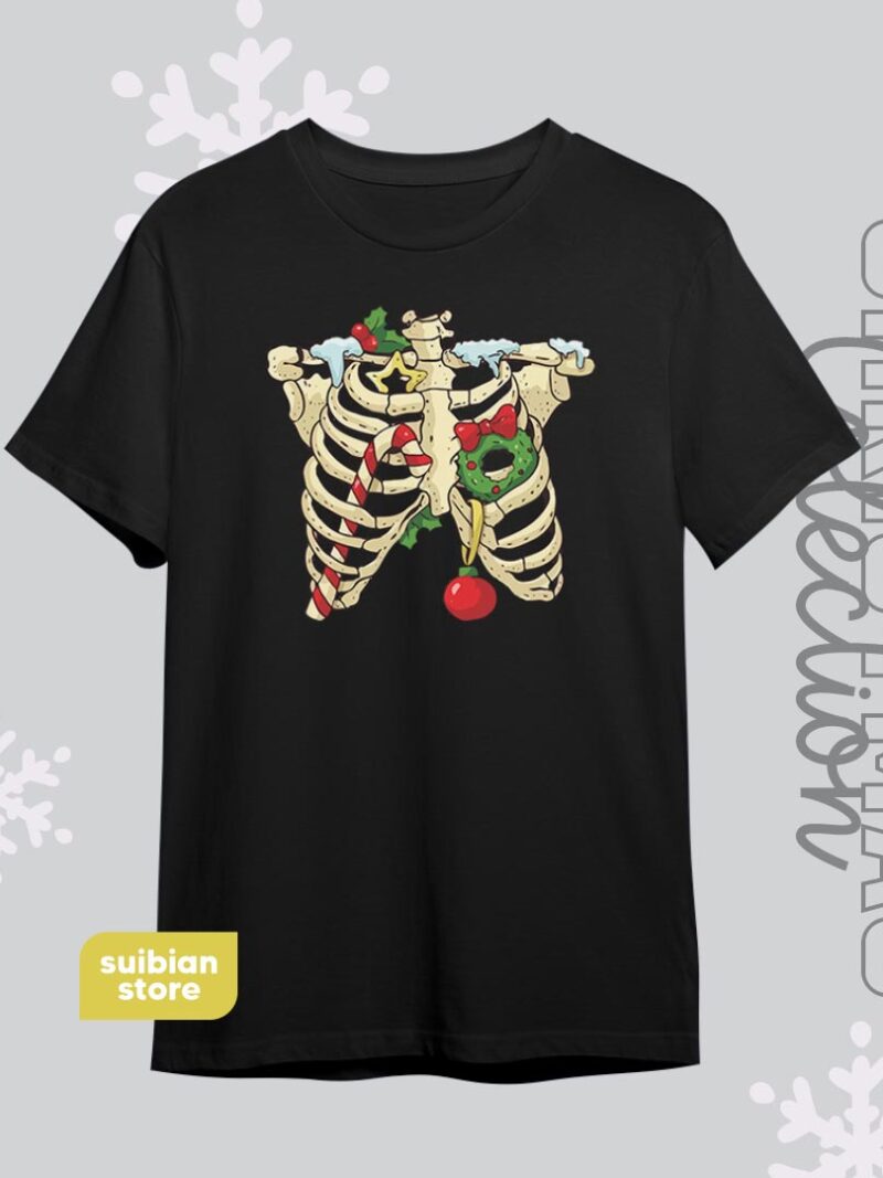 Christmas bones | Camiseta negra | Navidad