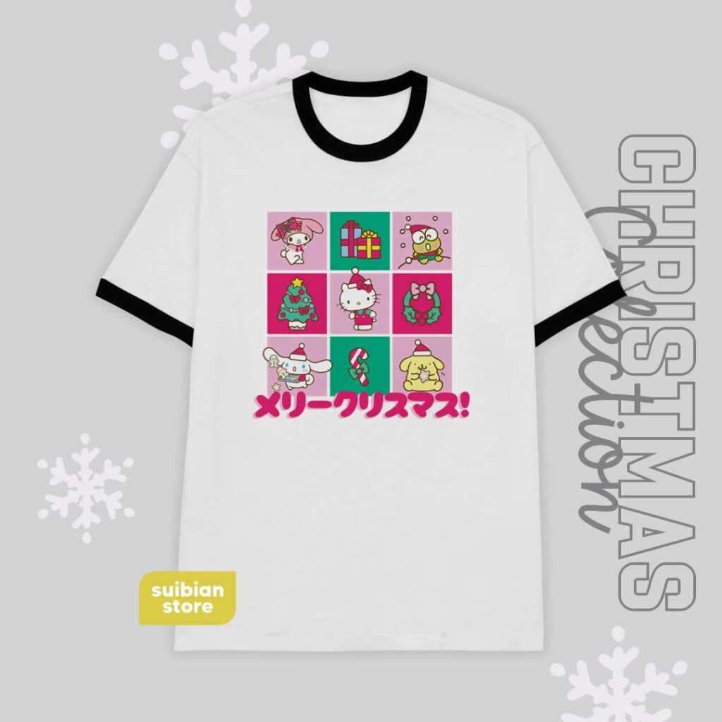 Hello Kitty & Friends Christmas | Camiseta bordes negros | Navidad