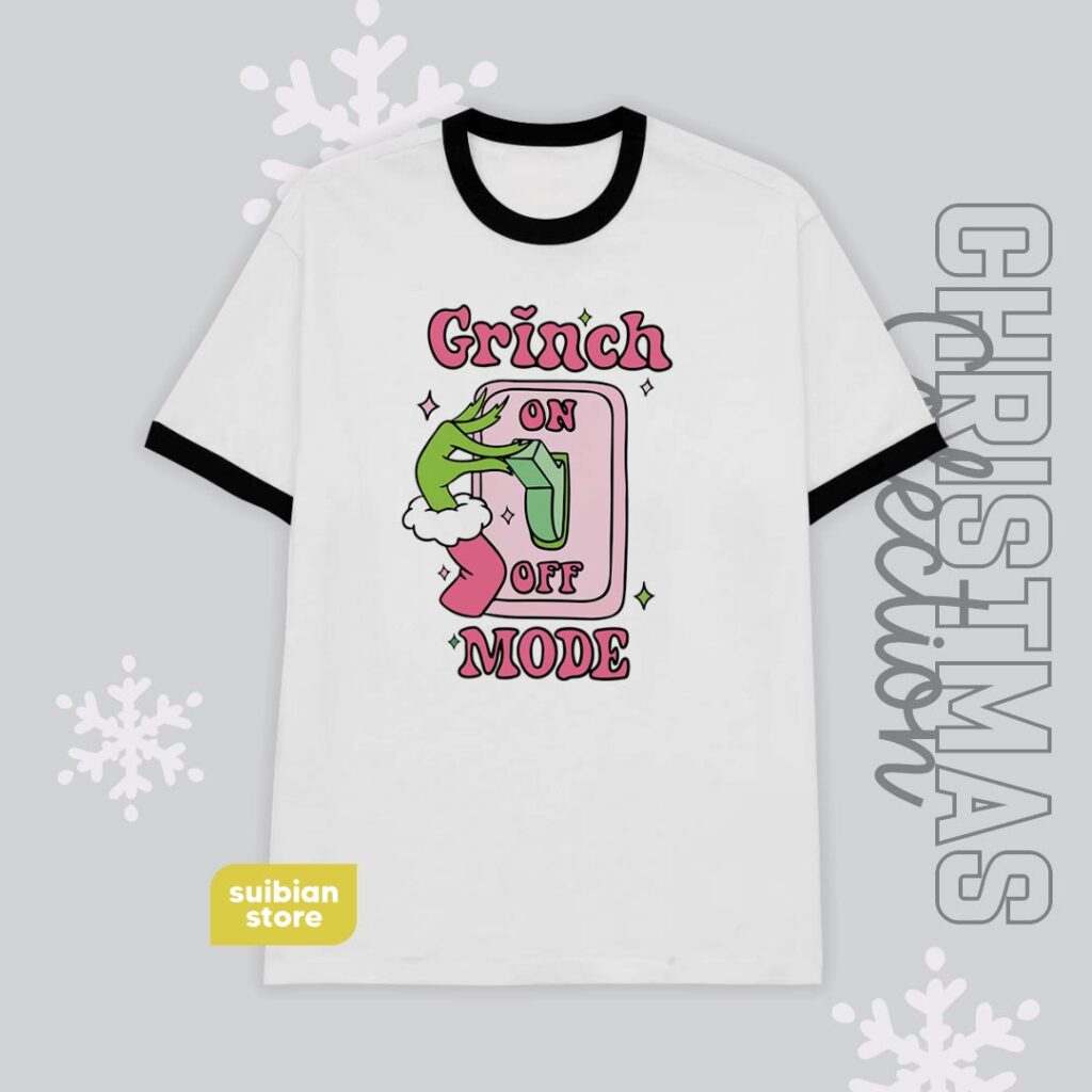 Grinch mode ON | Camiseta bordes negros | Navidad
