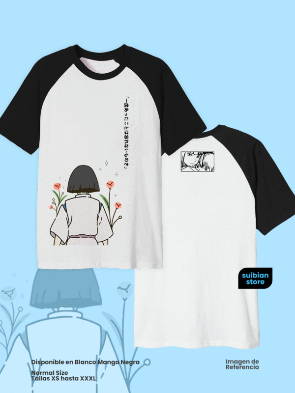 Haku flores | Camiseta manga negra | Ghibli