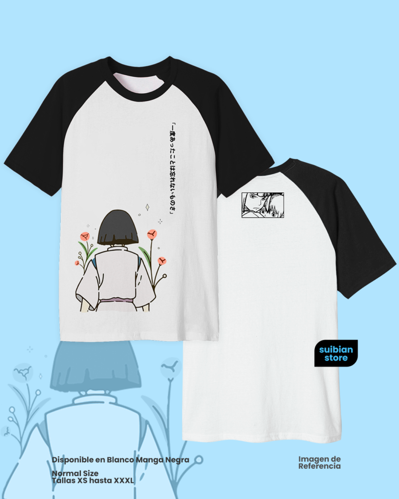Haku flores | Camiseta manga negra | Ghibli