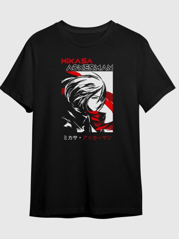 Mikasa red | Camiseta negra | Shingeki no Kyojin
