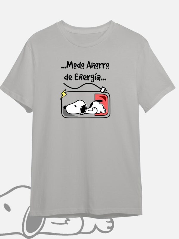 Ahorro de energía | Camiseta gris | Snoopy & Mafalda
