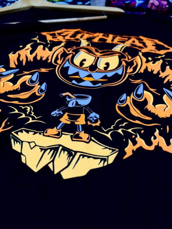 Cuphead purple | Camiseta negra | Videojuegos