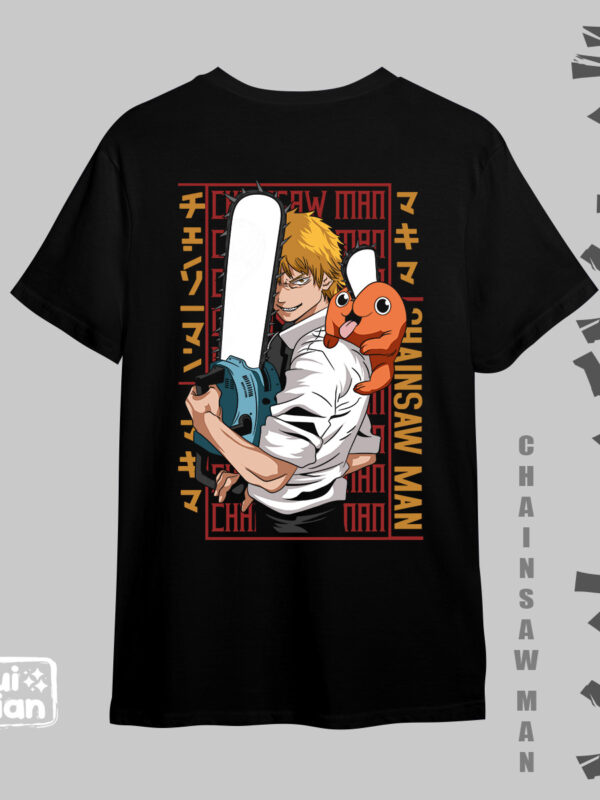 Denji y Pochita | Camiseta negra | Chainsaw Man