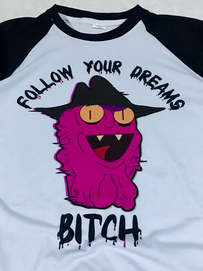Follow your dreams B*tch | Camiseta manga negra | Rick and Morty