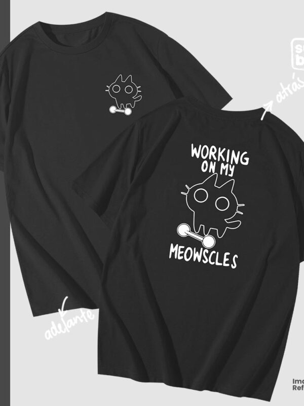 Meowscles | camiseta negra | Gym