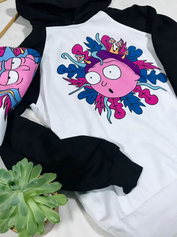 Psychodelic | Hoddie blanco mangas negras | Rick and Morty