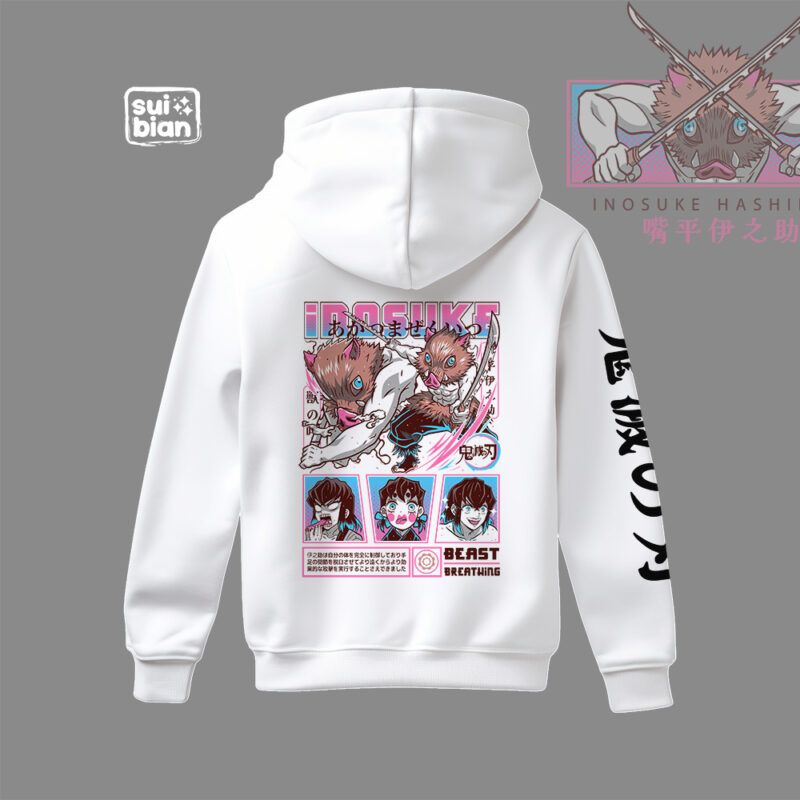 Inosuke | Hoodie N/B | Kimetsu no Yaiba - Imagen 3