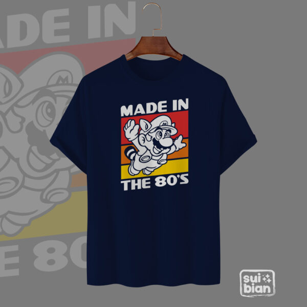 Made in 80's | Camiseta azul oscuro | Videojuegos | Mario bros