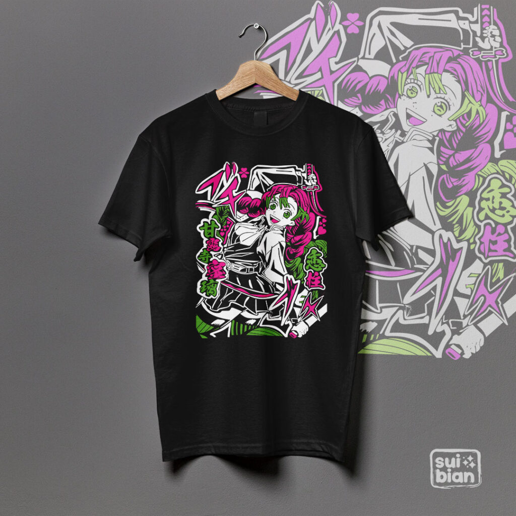 Mitsuri | Camiseta negra | Kimetsu no Yaiba