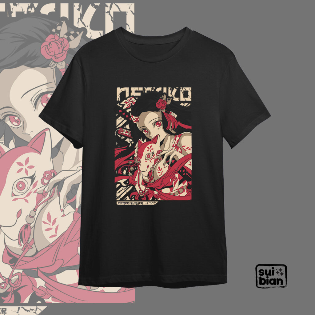 Nezuko vintage | Camiseta negra | Kimetsu no Yaiba