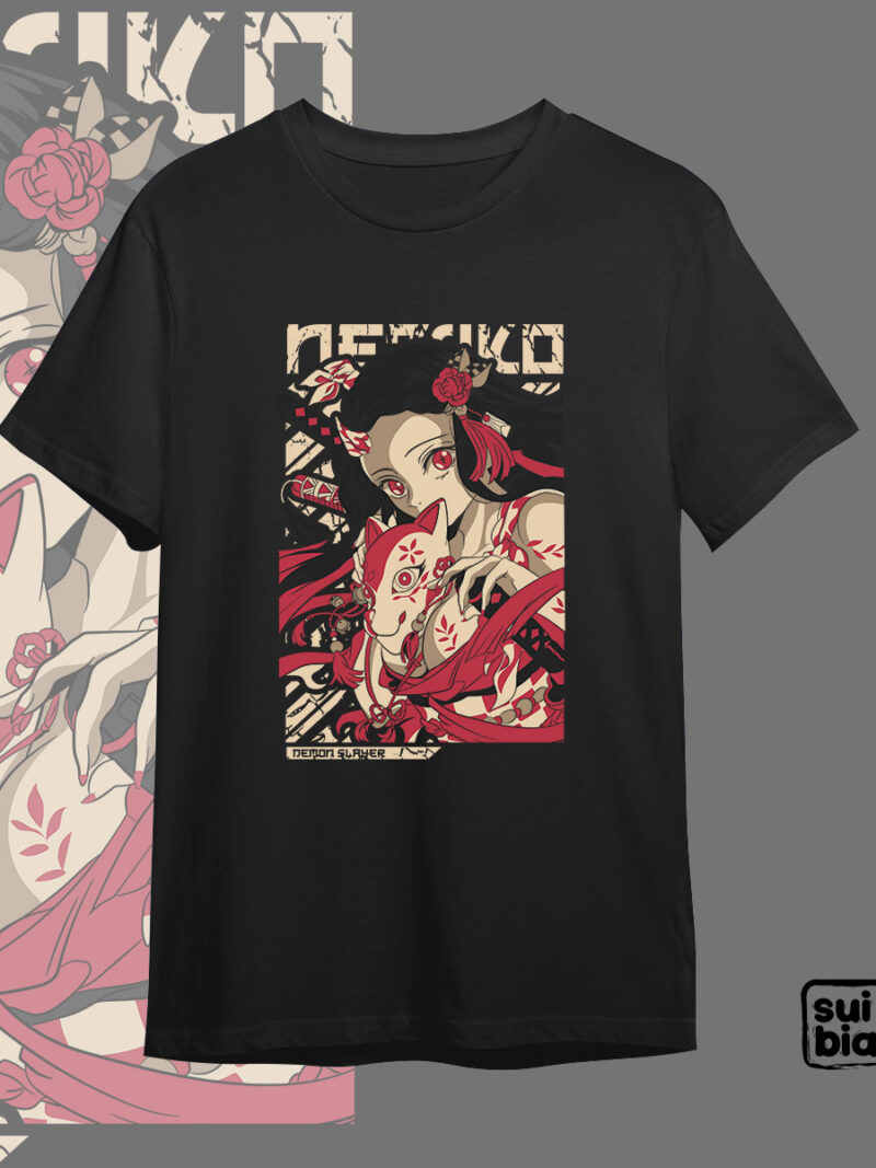 Nezuko vintage | Camiseta negra | Kimetsu no Yaiba