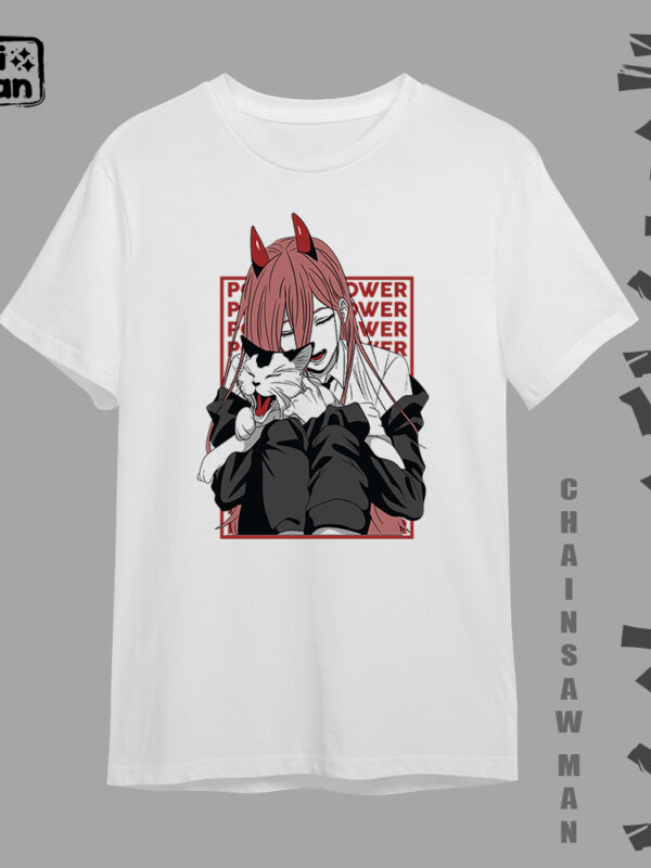 Cat's lover Power | Camiseta blanca | Chainsaw Man