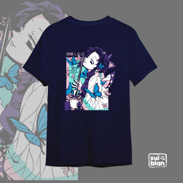 Shinobu | Camiseta azul oscuro | Kimetsu no Yaiba