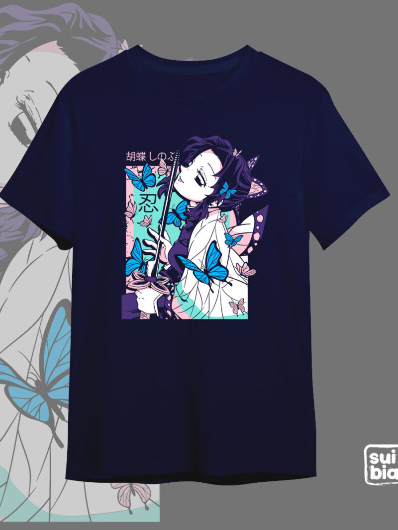 Shinobu | Camiseta azul oscuro | Kimetsu no Yaiba