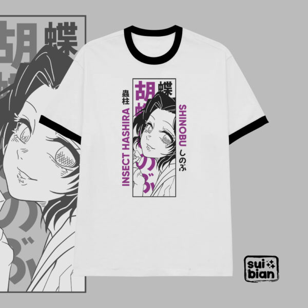 Shinobu insect | Camiseta borde negro | Kimetsu no Yaiba