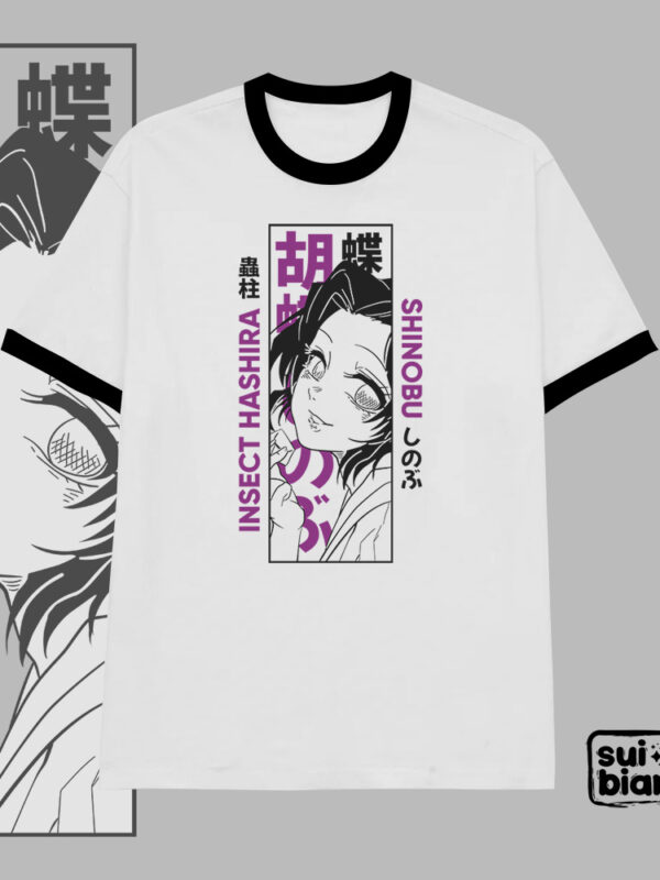 Shinobu insect | Camiseta borde negro | Kimetsu no Yaiba