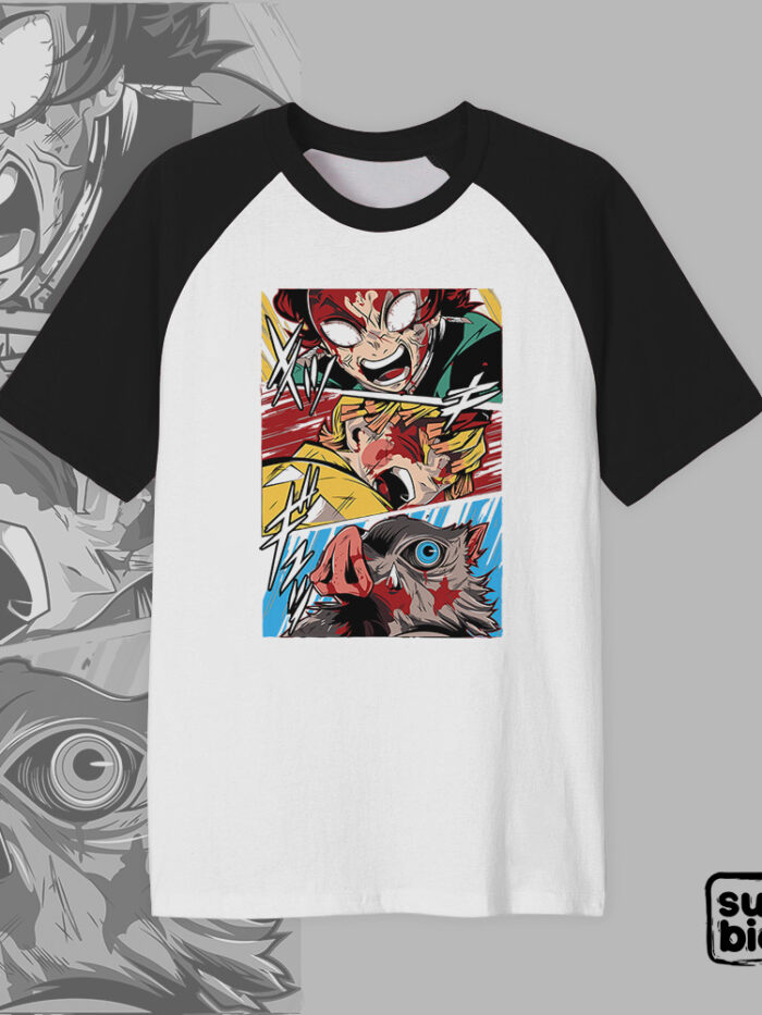 Team slayer | Camiseta manga negra | Kimetsu no Yaiba
