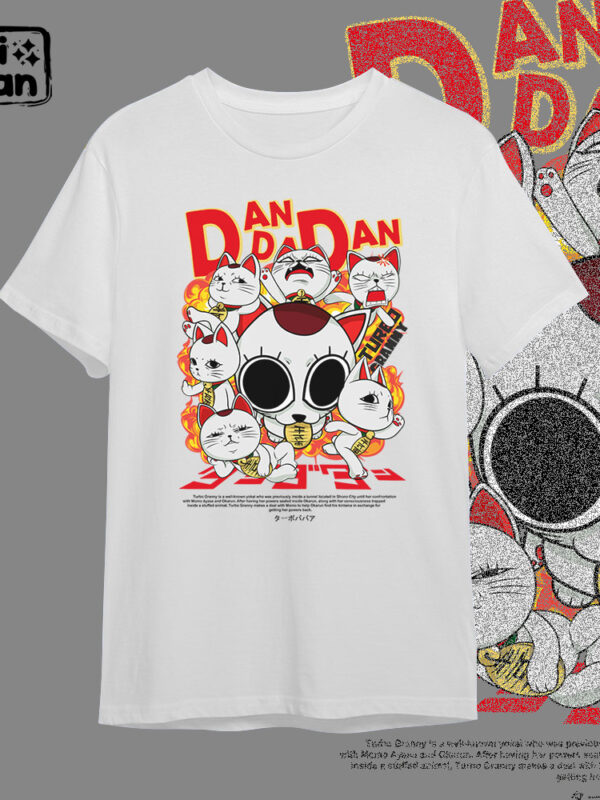 Turbo Cat | Camiseta blanca | Durazno | DanDaDan