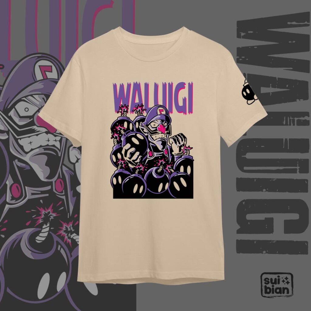 Waluigi | Camiseta beige | Videojuegos | Mario bros