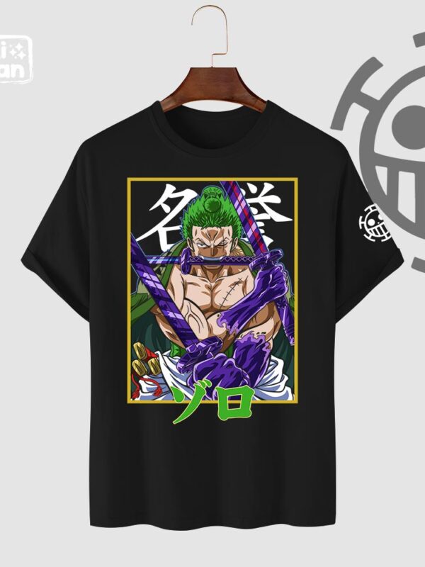 Santoryu | Camiseta negra | One Piece