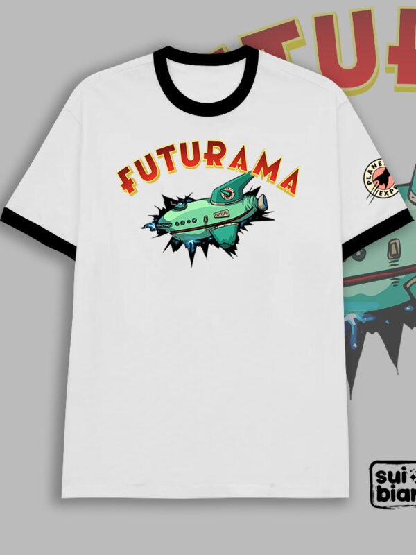 Ship Crashed | Camiseta manga negra | Futurama
